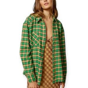 NWT BDG Urban Outfitters Brixton Button-Down Plaid Oversized Flannel Large